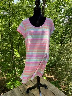 LAUREN RALPH LAUREN PASTEL STRIPE NIGHTIE Sz XL